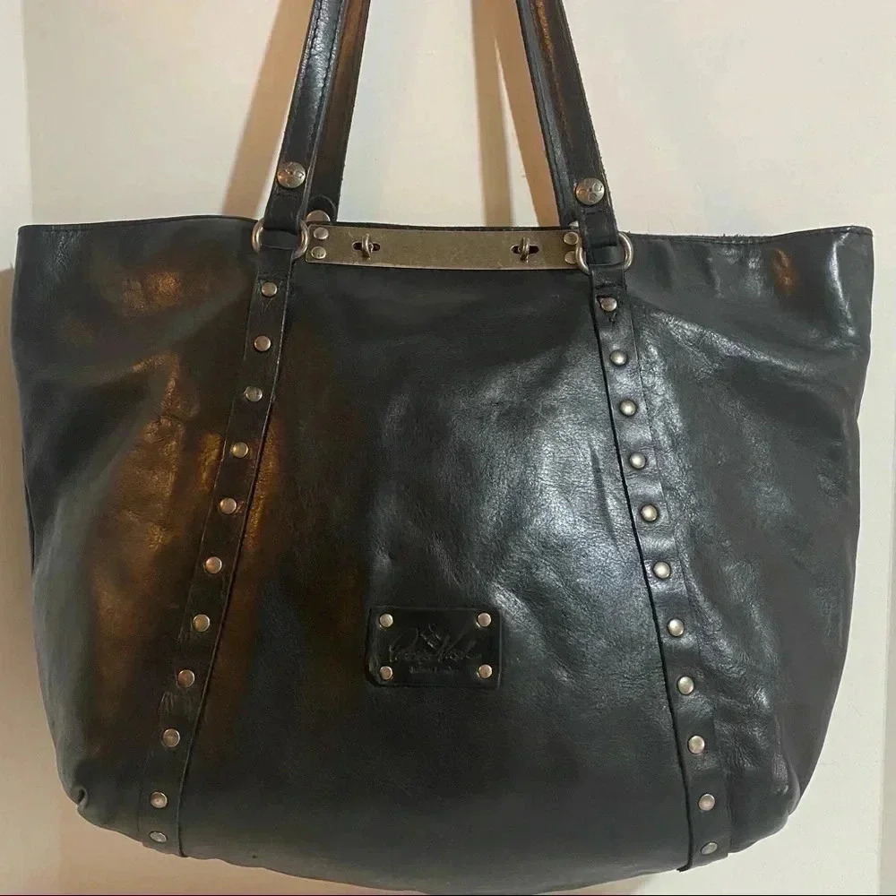 Patricia Nash black leather tote bag